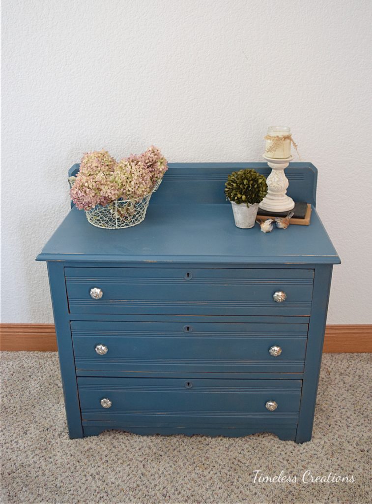 Beautiful Blue: Small Dresser Makeover | Timeless Creations, LLC