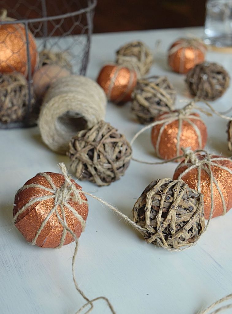 DIY a faux pumpkin garland using glitter tape! | Timeless Creations, LLC
