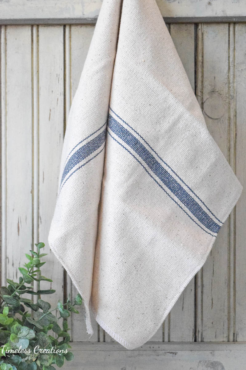 Dish Towels 12 White Cotton Blue Striped 15 x 25 Kitchen Tea Towels Bar  Towels