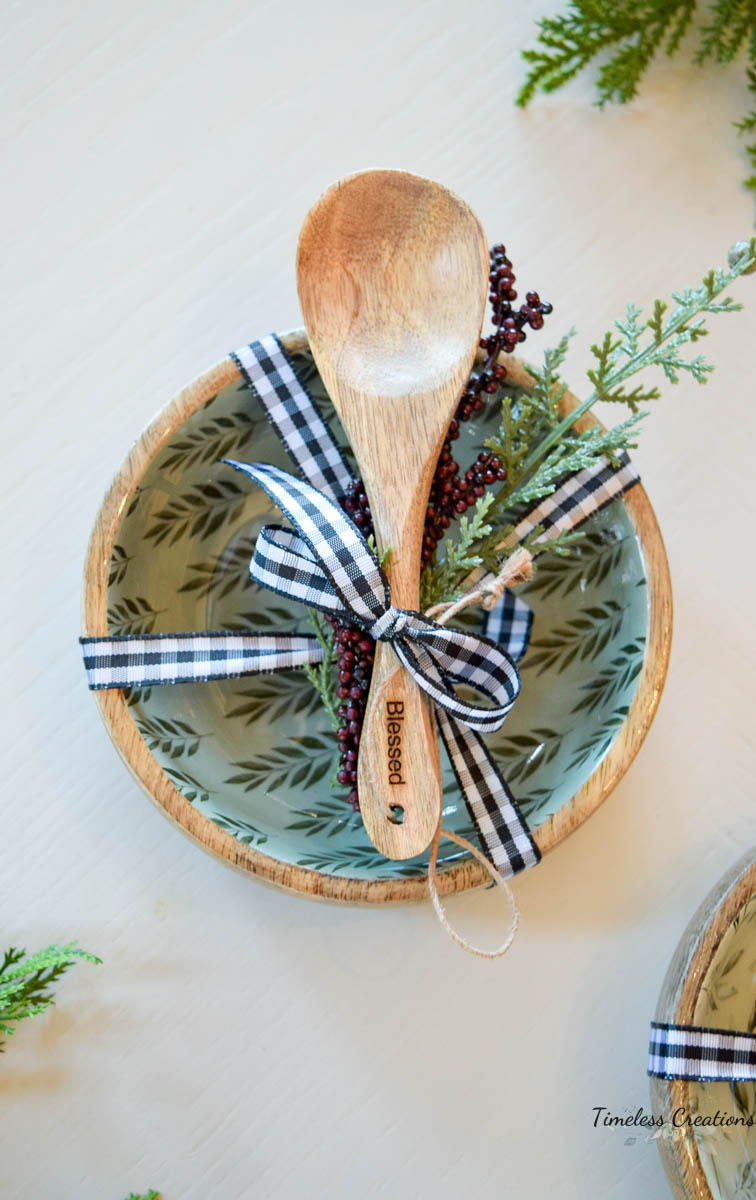 Kitchen Towel Set with Olive Wood Spoon Gift